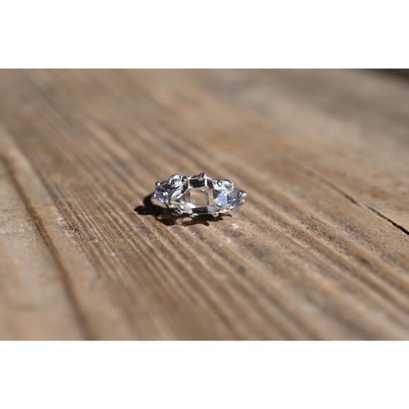 Engagement ring Herkimer diamond and tanzanite ring size 4 5 6 7 8 9 10 11 - Picture 7 of 7